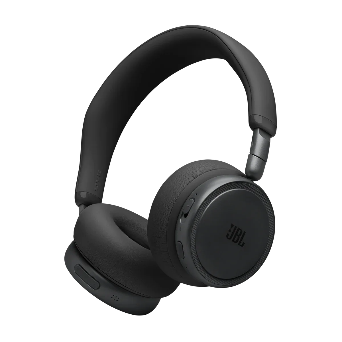 JBL Live 680NC on-ear noise cancelling headphones in black, three-quarter front view