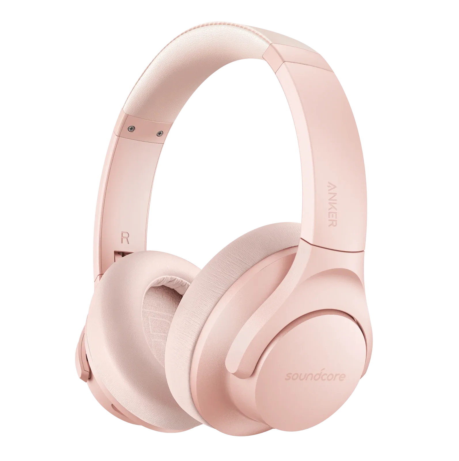 Soundcore Life Q20 over-ear noise cancelling headphones in pink, three-quarter view on a white background
