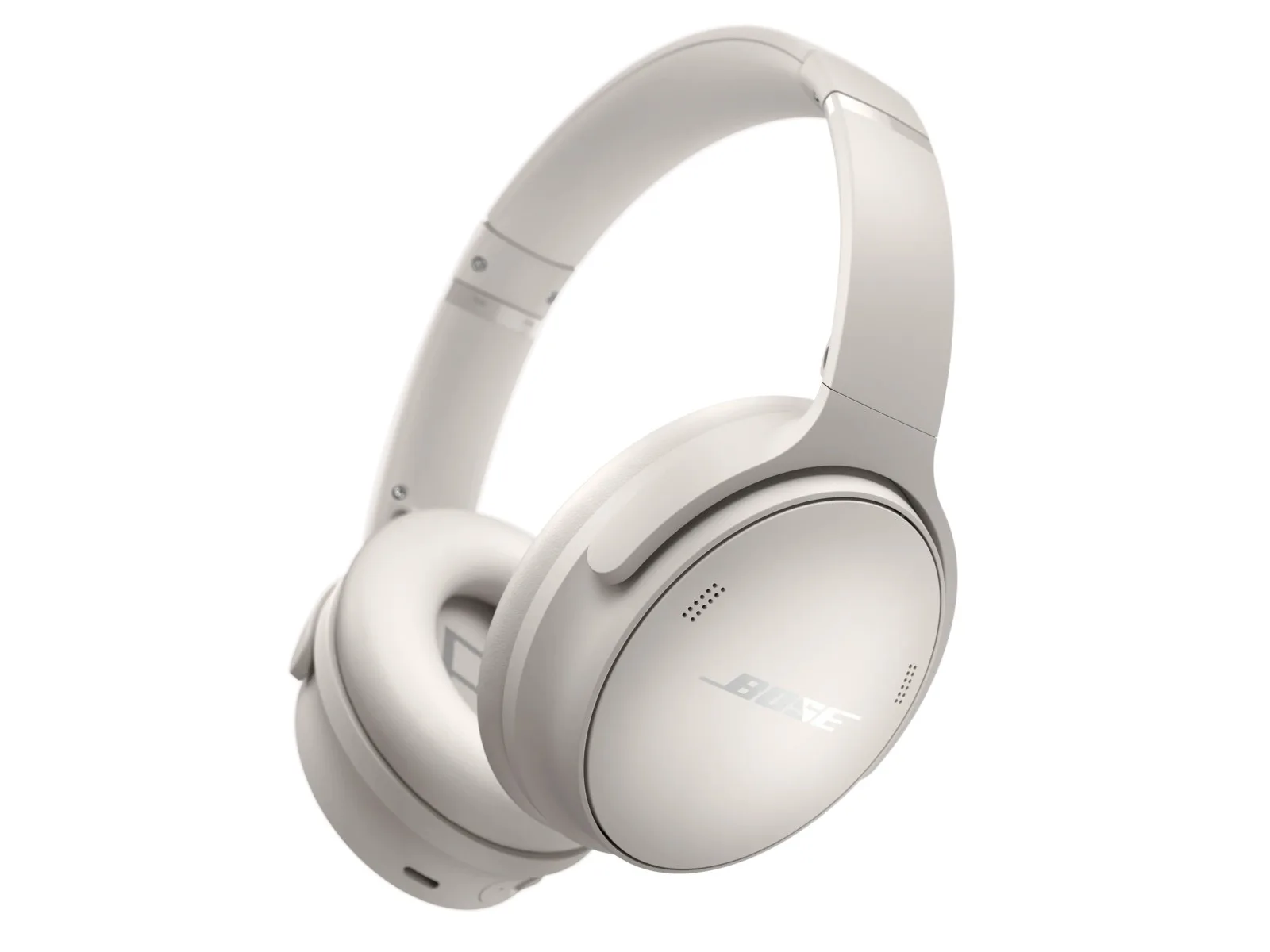 Bose QuietComfort Headphones (2023) in White Smoke, three-quarter view on a white background